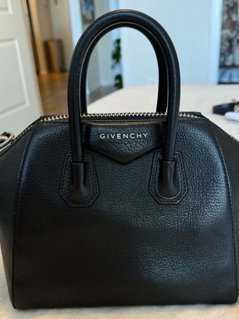 Givenchy Black Pebbled Leather Mini Bag with Top Handles